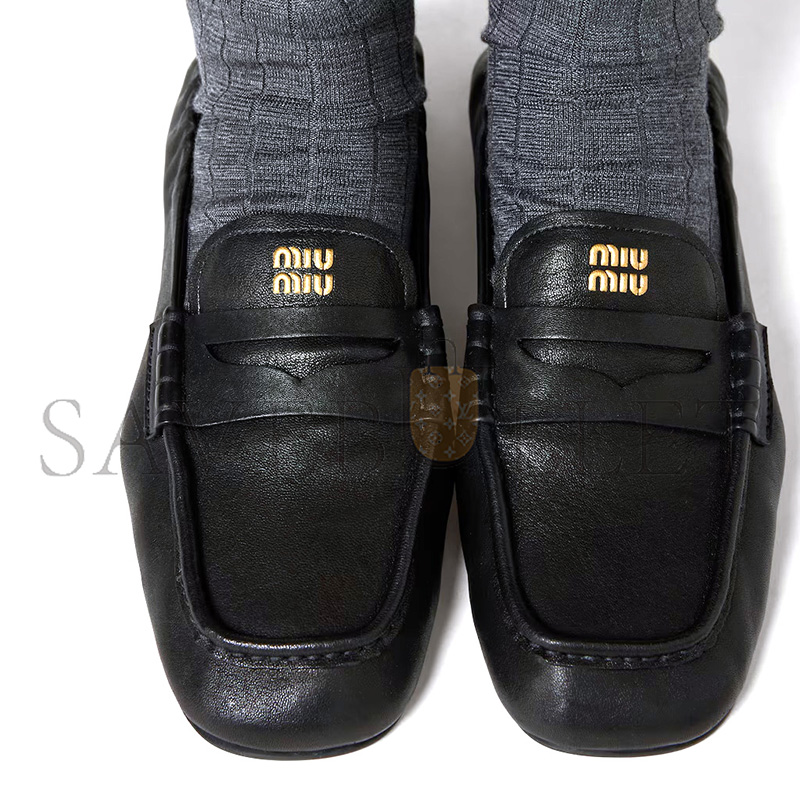 MIU MIU RUCHES NAPPA LEATHER LOAFERS 5D341E